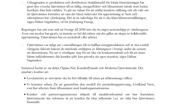 Vi öppnar fjärrvärmenäten och ökar kundernas makt