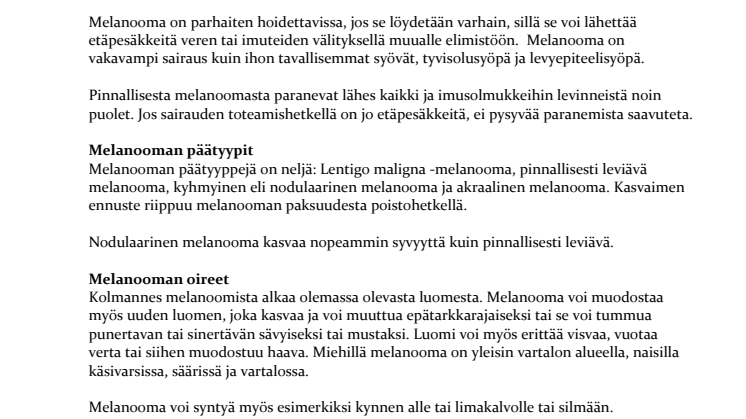 Taustatietoa melanoomasta
