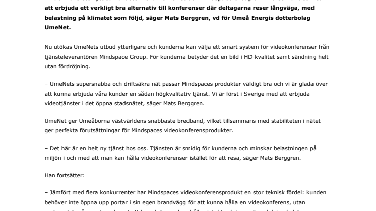Umeå först i landet med videotjänster i det öppna stadsnätet