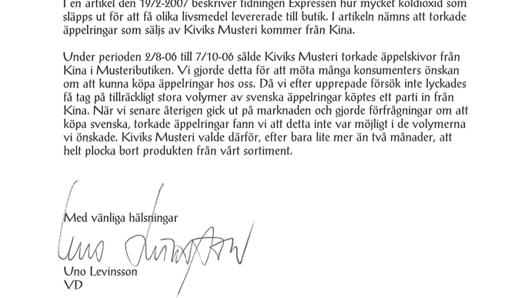 Angående artikel i Expressen den 19/2-2007