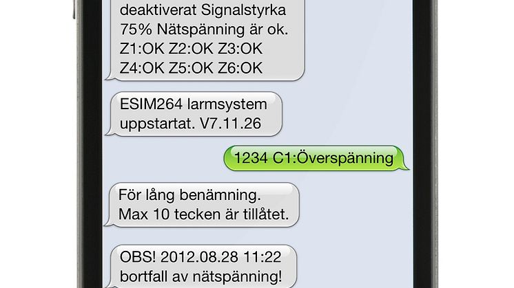 ESIM264 kommunicerar via SMS på svenska