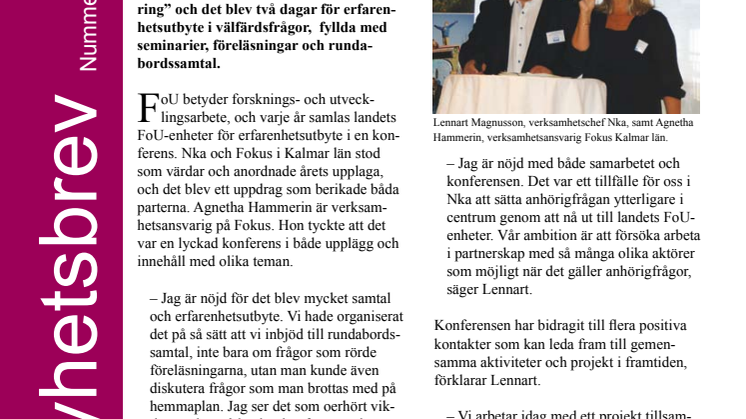 Nyhetsbrev - Anhöriga till äldre personer - nr 3 2013