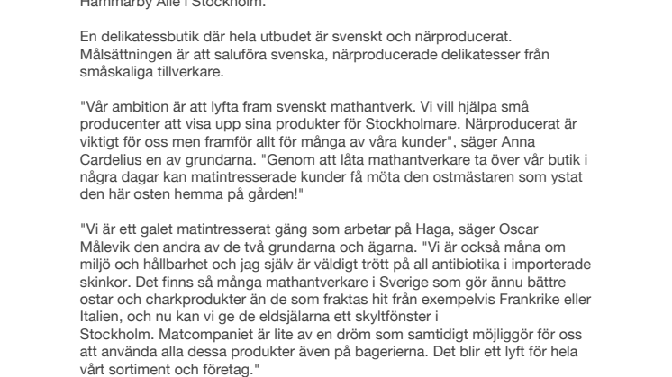 Ny scen för svenskt mathantverk i Stockholm