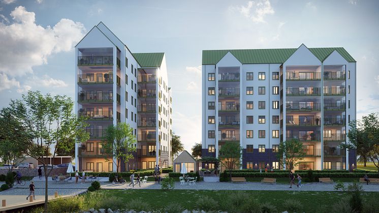 Ett stenkast från Alvesta station uppförs 42 bostadsrättslägenheter fördelade i två huskroppar. Arkitekterna har arbetat med att skapa harmoni både inomhus och utsida med inspiration från stationsbyggnaden. Gullmanders Arkitekter & Ingenjörer