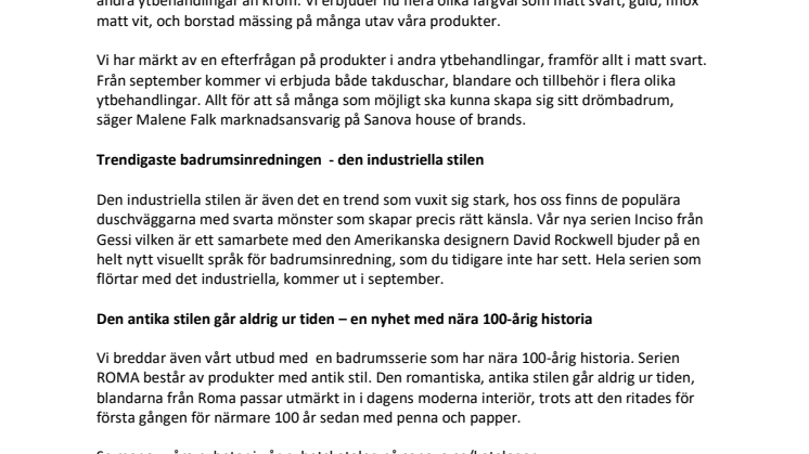 Badrummet hemmets viktigaste oas! Nyheter från Sanova.
