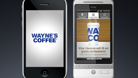 Wayne´s Coffee släpper Apple och Android applikation sk app för kaffeälskare