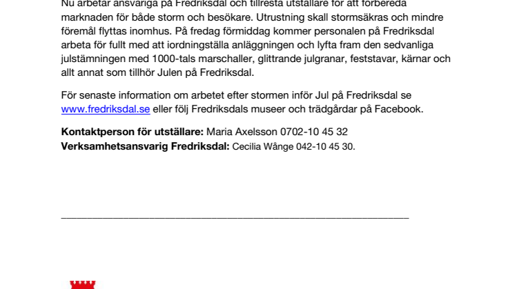 Stormen Sven flyttar fram öppningen av Julmarknaden