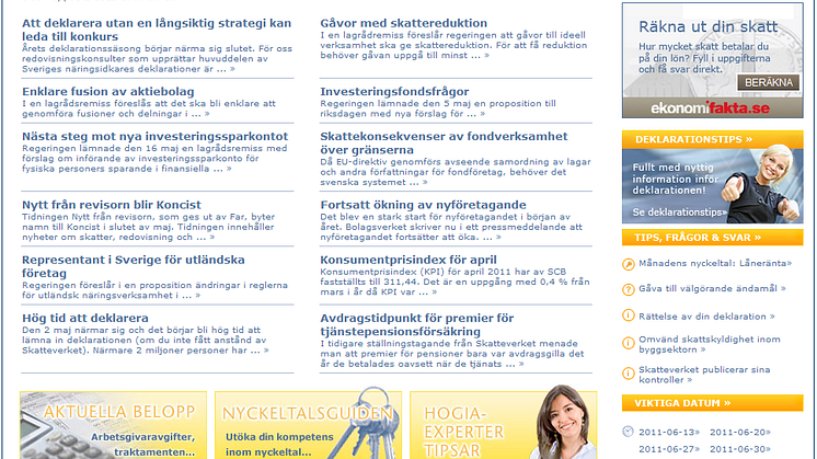 Aktuellt om nyhetsbrevet och hemsidan Ekonomi-info