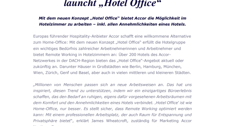 Remote-Working-Upgrade: Accor launcht „Hotel Office“