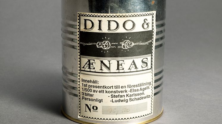 Presentkort på konserv, Dido & Æneas, Utomjordiska BarockBolaget, 1992. Göteborgs stadsmuseum. 