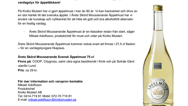 Årets Skörd Mousserande Äppelmust - vardagslyx för äppelälskare