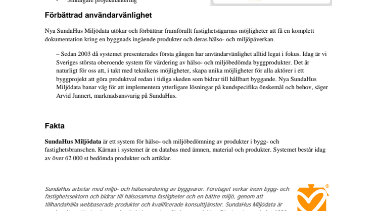 Nya SundaHus Miljödata lanseras