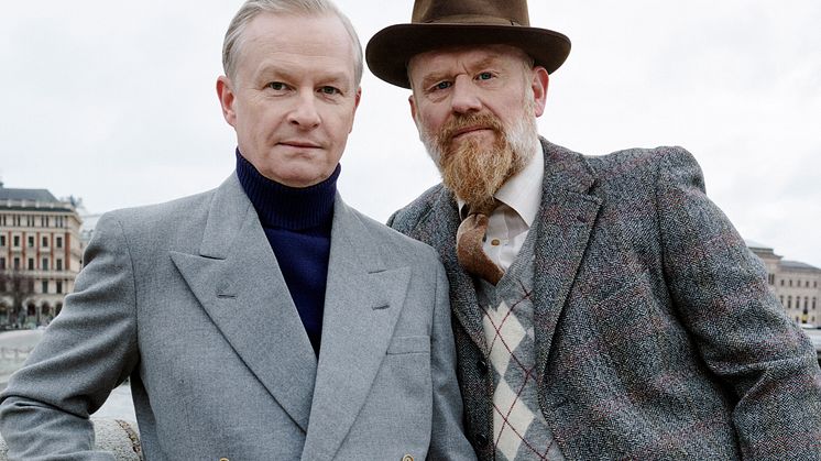 Skådespelarna Sven Ahlström och Fredrik Gunnarson möts i föreställningen Adressat okänd. Foto: Andreas Ackerup