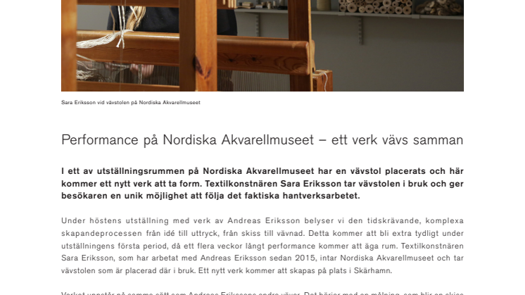 Performance på Nordiska Akvarellmuseet – ett verk vävs samman