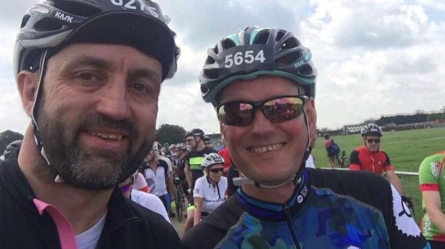 Two of the Thameslink drivers taking part in a charity cycle ride for Bloodwise: Sean Reedman (left) and Dave Farrer
