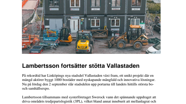 Lambertsson fortsätter stötta Vallastaden