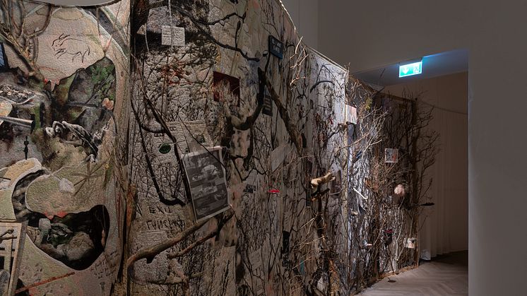 Laure Prouvost, Ring, Sing and Drink for Trespassing (Right Side), 2018; Grated Shovel, 2015