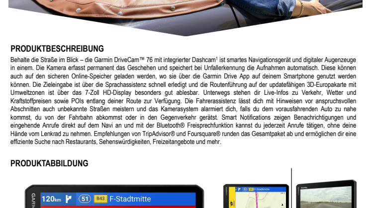 Datenblatt Garmin DriveCam 76
