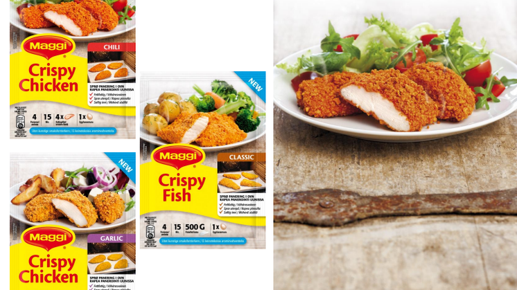 Sprø og fettfattig panering i ovn – Nestlé lanserer MAGGI Crispy til kylling og fisk 