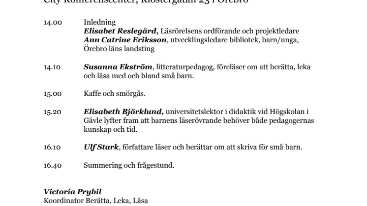 Berätta, Leka, Läsa 5 november 2014