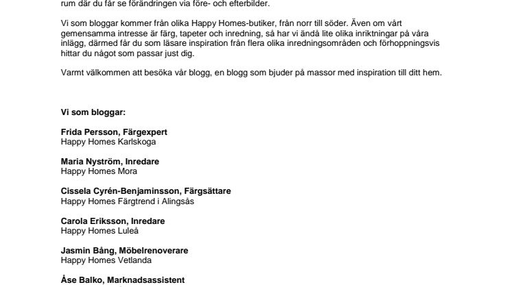Happy Homes har börjat blogga