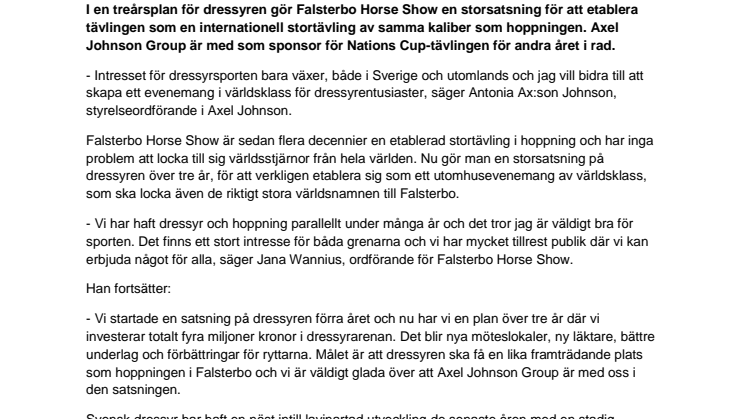 ​Storsatsning ska få dressyren att växa i Falsterbo
