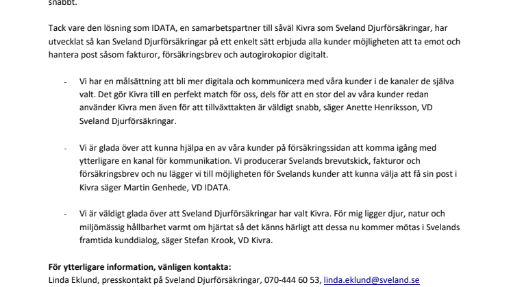 Sveland Djurförsäkringar ställer om till digital post