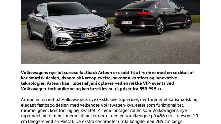 Arteon – luksus, dynamik og forførende design fra 559.995 kr.