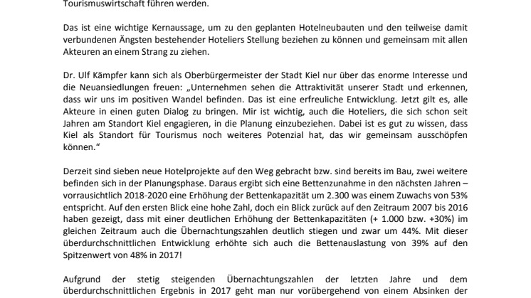 Neue Hotelmarktstudie für Kiel.Sailing.City veröffentlicht