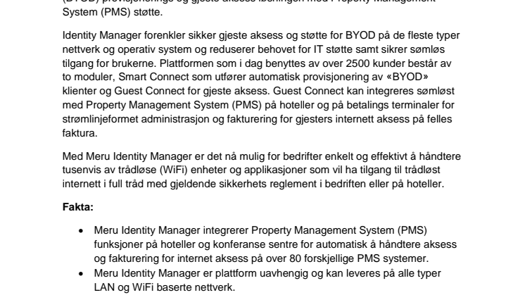 Meru Networks Announces Enhancements to Industry Leading Integrated BYOD and Guest Access Wi-Fi Solution