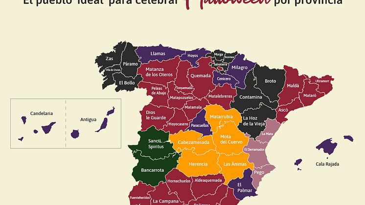 Mapa: el pueblo 'ideal' para celebrar Halloween, por provincia
