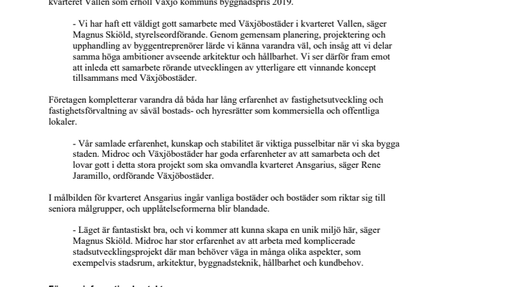  Midroc och Växjöbostäder utvecklar Växjös kommunhus