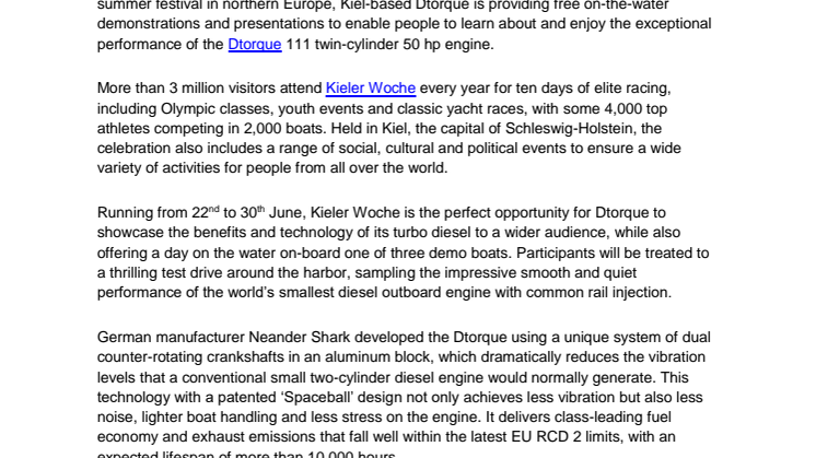 Book a Chance to Experience YANMAR’s Dtorque Engine on the Water at 125th Kieler Woche