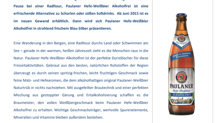 Paulaner Hefe-Weißbier Alkoholfrei – Der Durstlöscher für die aktive Freizeit im neuen Gewand