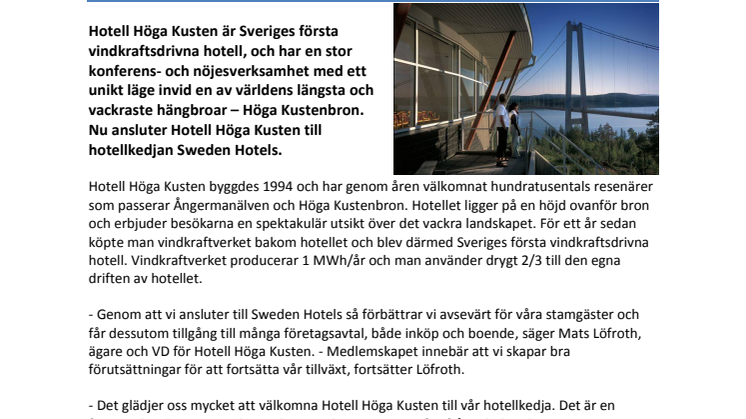 Sweden Hotels utökar norrut på Höga Kusten