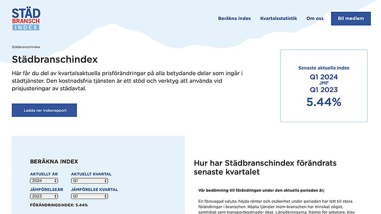 Städbranschen Sveriges lanserar Städbranschindex