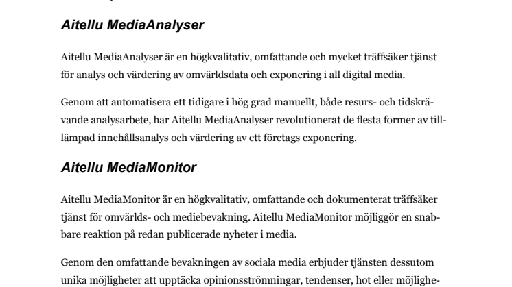 Aitellu MediaMonitor services affärsområde pdf