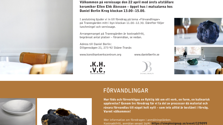 Exklusiv Expo 2018 på Daniel Berlin krog: Inbjudan till vernissage och föredrag  