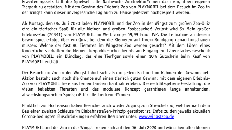 Tierischer Spielspaß: PLAYMOBIL und der Zoo in der Wingst laden zum großen Zoo-Quiz ein