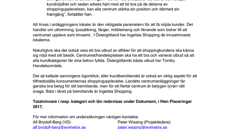 Ingelsta Shopping har Östergötlands nöjdaste shoppingkunder