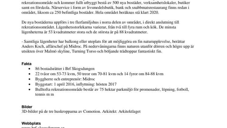 Midroc bygger ytterligare 86 bostadsrätter i Bulltofta Friluftsstad