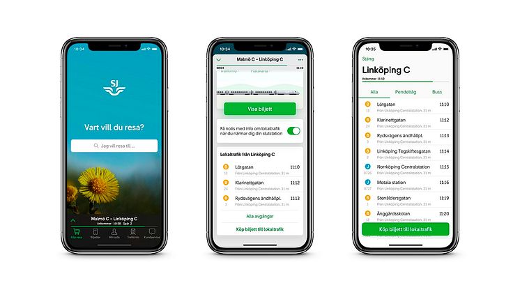 Anslutningsguiden för dörr-till-dörr-resor är en populär funktion i SJs nominerade mobilapp.