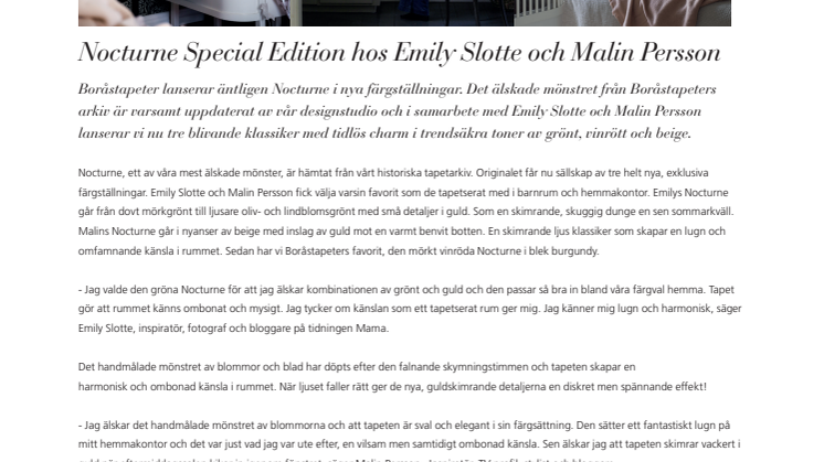 Nocturne Special Edition hos Emily Slotte och Malin Persson