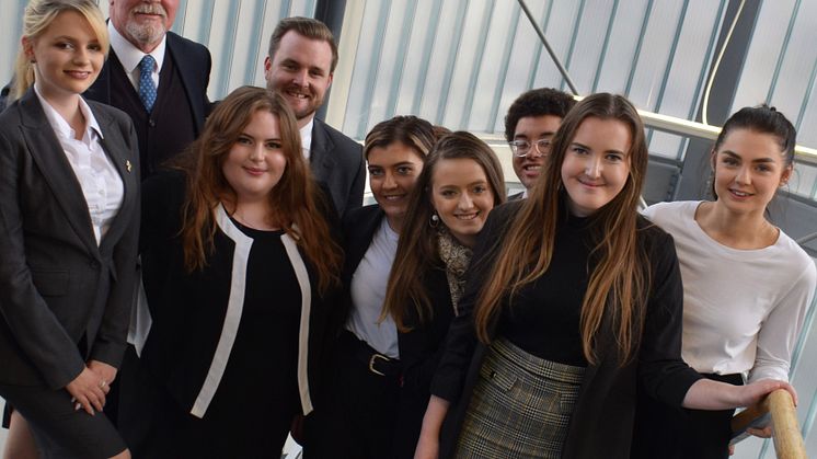 Sir Howard Morrison with Northumbria Law School students