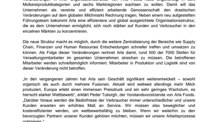 Arla macht seine Organisation fit für die Zukunft