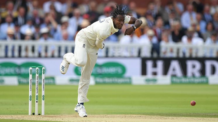 England fast bowler Jofra Archer in action during his debut at Lord’s in the second Specsavers Ashes Test has been awarded a Test and White ball contract for the first time. (Getty Images)