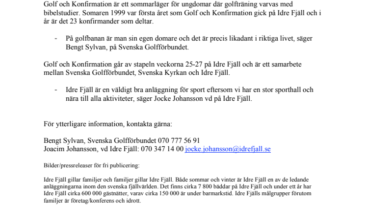 Sommarens enda golf- och konfirmationsläger går i Idre