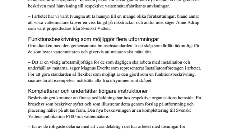 Samordning avgörande vid modern branschstandard för installation av vattenmätare
