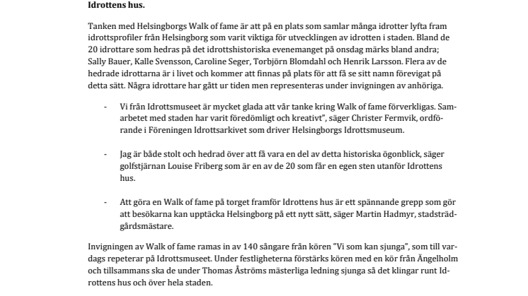 140 sångare inviger Walk of Fame