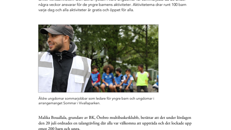 Sommar i Vivallaparken – aktiviteter för sommarlediga barn och unga